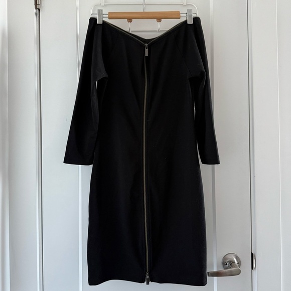 Armani Exchange black off-the-shoulder zipper detail dress - Small - Picture 3 of 5